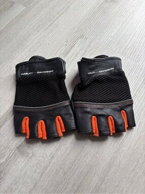 Harley-Davidson Black Gloves with Orange Accents